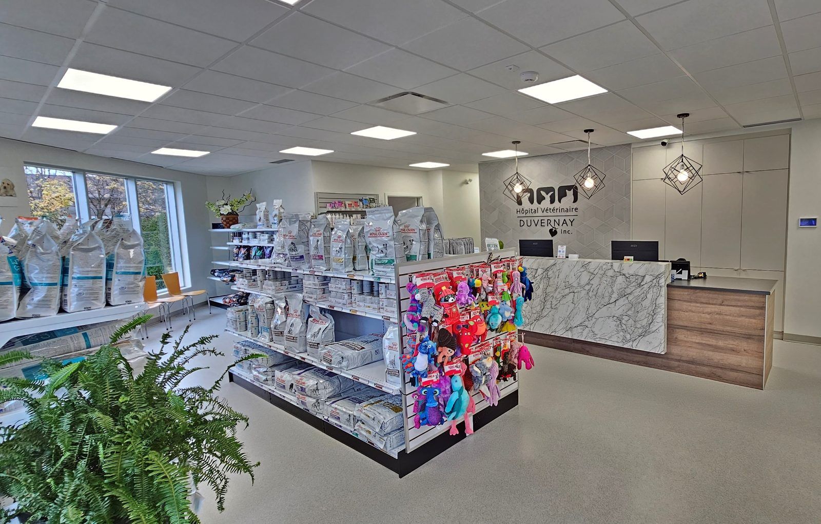Réception et boutique — Hôpital Vétérinaire Duvernay